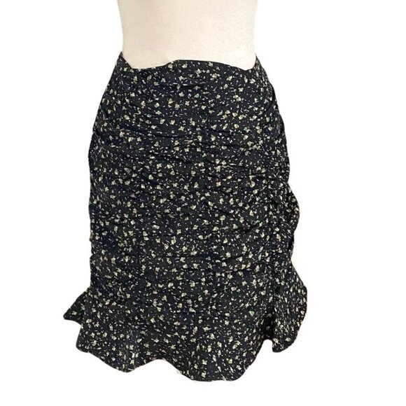 NWT SOFIE SCHNOOR BLACK FLORAL RUCHED SKIRT - XS - Picture 5 of 12